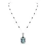 Antique Deco Aquamarine Diamond Onyx Pearl Gold Pendant Necklace