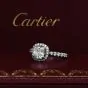 Cartier GIA Certified F VVS Cushion Diamond Platinum Halo Engagement Ring