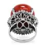 Estate 18mm GIA Natural Red Coral Diamond Halo  Platinum Cocktail Ring