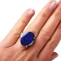  11.52cts GIA Black opal Diamond Platinum Halo Cocktail Ring