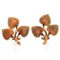 Vintage Retro Diamond Multicolor Gemstone Yellow Gold Floral Leaf Clip On Earrings