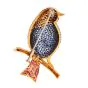 Vintage Diamond Blue Pink Sapphire 18K Gold Song Bird Brooch Pin
