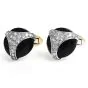 Patek Phillipe Diamond Onyx 18K Gold Retro Round Large Cufflinks 