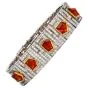 Vintage Diamond Fire Opal 18K Gold Deco Wide Bracelet