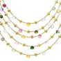 Marco Bicego Paradise Collection 18K Yellow Gold Multicolor Gemstone Five Row Chain Necklace