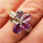 Bvlgari Flower Natural Sapphire Diamond 18K Yellow Gold Bulgari Ring