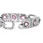 Art Deco Design Diamond Ruby 18K White Gold Marquise Eye Link Bracelet
