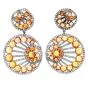 Estate Diamond Yellow Sapphire 18K Gold  Round Dangle Hoop Earrings