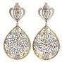  10.50cts Diamond 18K Yellow Gold Royalty Crown Web Dangle Drop Earrings