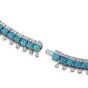 Vintage 19.02ct Diamond Turquoise 18K White Gold Elegant Wide Link Necklace