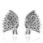 Vintage 1.23ct Diamond Turquoise 14K White Gold Flutter Fan Clip On Earrings 