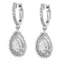 Estate Pear Cut Diamond 14K White Gold Hoop Dangle Drop Earrings
