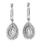 Estate Pear Cut Diamond 14K White Gold Hoop Dangle Drop Earrings