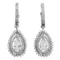 Estate Pear Cut Diamond 14K White Gold Hoop Dangle Drop Earrings