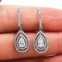 Estate Pear Cut Diamond 14K White Gold Hoop Dangle Drop Earrings