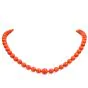 Natural GIA Red Coral Bead 19 Inch Strand Gold Necklace