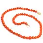 Natural GIA Red Coral Bead 19 Inch Strand Gold Necklace