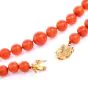 Natural GIA Red Coral Bead 19 Inch Strand Gold Necklace