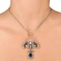 Antique Edwardian Diamond GIA Natural Pearl Sapphire Platinum  Floral Pendant Chain Necklace 