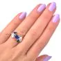 Estate Diamond Sapphire 18K Gold Bow Designed Engagement Ring|DoverJewelry|