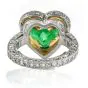 GIA 6.74 Emerald Diamond Platinum 18K Gold Heart Cocktail Eternity Engagement Ring