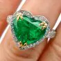 GIA 6.74 Emerald Diamond Platinum 18K Gold Heart Cocktail Eternity Engagement Ring