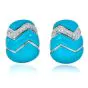 Estate Diamond Turquoise 18K White Gold Braided Large Clip On Earrings