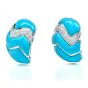 Vintage Diamond Turquoise 18K White Gold Braided Large Clip On Earrings