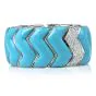 Vintage Pave Diamond Turquoise 18K White Gold Braided Cuff Bangle Bracelet