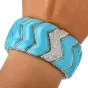 Vintage Pave Diamond Turquoise 18K White Gold Braided Cuff Bangle Bracelet