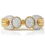 Vintage Pave Diamond 18K Yellow Gold Platinum Cluster Bypass Cuff Bracelet