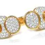 Vintage Pave Diamond 18K Yellow Gold Platinum Cluster Bypass Cuff Bracelet