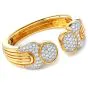 Vintage Pave Diamond 18K Yellow Gold Platinum Cluster Bypass Cuff Bracelet