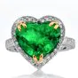 GIA 6.74 Emerald Diamond Platinum 18K Gold Heart Cocktail Eternity Engagement Ring