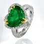 GIA 6.74 Emerald Diamond Platinum 18K Gold Heart Cocktail Eternity Engagement Ring