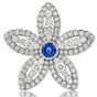GIA Blue Sapphire Diamond Platinum Star Flower Brooch Pin