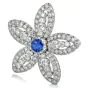 GIA Blue Sapphire Diamond Platinum Star Flower Brooch Pin