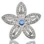 GIA Blue Sapphire Diamond Platinum Star Flower Brooch Pin