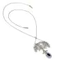 Antique Edwardian Diamond GIA Natural Pearl Sapphire Platinum  Floral Pendant Chain Necklace 