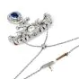 Antique Edwardian Diamond GIA Natural Pearl Sapphire Platinum  Floral Pendant Chain Necklace 