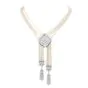 Vintage Diamond Pearl 18K White Gold Filigree Tassel Dangle Drop Necklace