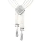 Vintage Diamond Pearl 18K White Gold Filigree Tassel Dangle Drop Necklace