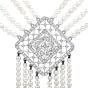 Vintage Diamond Pearl 18K White Gold Filigree Tassel Dangle Drop Necklace