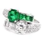 Vintage GIA Emerald Diamond Platinum Bypass Toi Et Moi Engagement Ring |DoverJewelry|