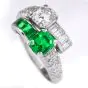 Vintage GIA Emerald Diamond Platinum Bypass Toi Et Moi Engagement Ring |DoverJewelry|