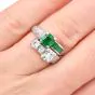 Vintage GIA Emerald Diamond Platinum Bypass Toi Et Moi Engagement Ring |DoverJewelry|