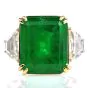 Estate 14.75ct Columbian Emerald  Diamond Platinum Statement Ring -Dover Jewelry
