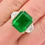Estate 14.75ct Columbian Emerald  Diamond Platinum Statement Ring -Dover Jewelry
