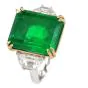 Estate 14.75ct Columbian Emerald  Diamond Platinum Statement Ring -Dover Jewelry
