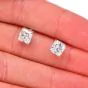 GIA 2.13cttw Square Brilliant Diamond 14K Gold  Stud Earrings-Dover Jewelry
